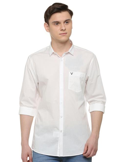white solid casual shirt - 16107324 - Standard Image - 1
