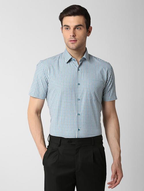 blue checkered formal shirt - 16107332 - Standard Image - 1