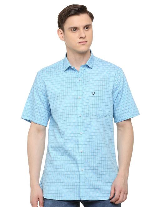 blue checkered casual shirt - 16107340 - Standard Image - 1