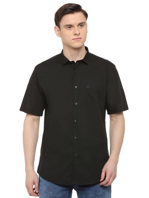 black solid casual shirt - 16107343 - Standard Image - 1
