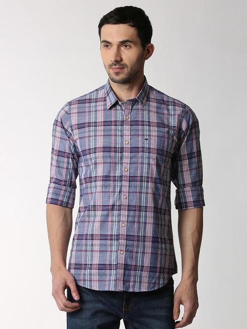 blue checkered casual shirt - 16107404 - Standard Image - 1