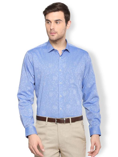 blue printed formal shirt - 16107406 - Standard Image - 1