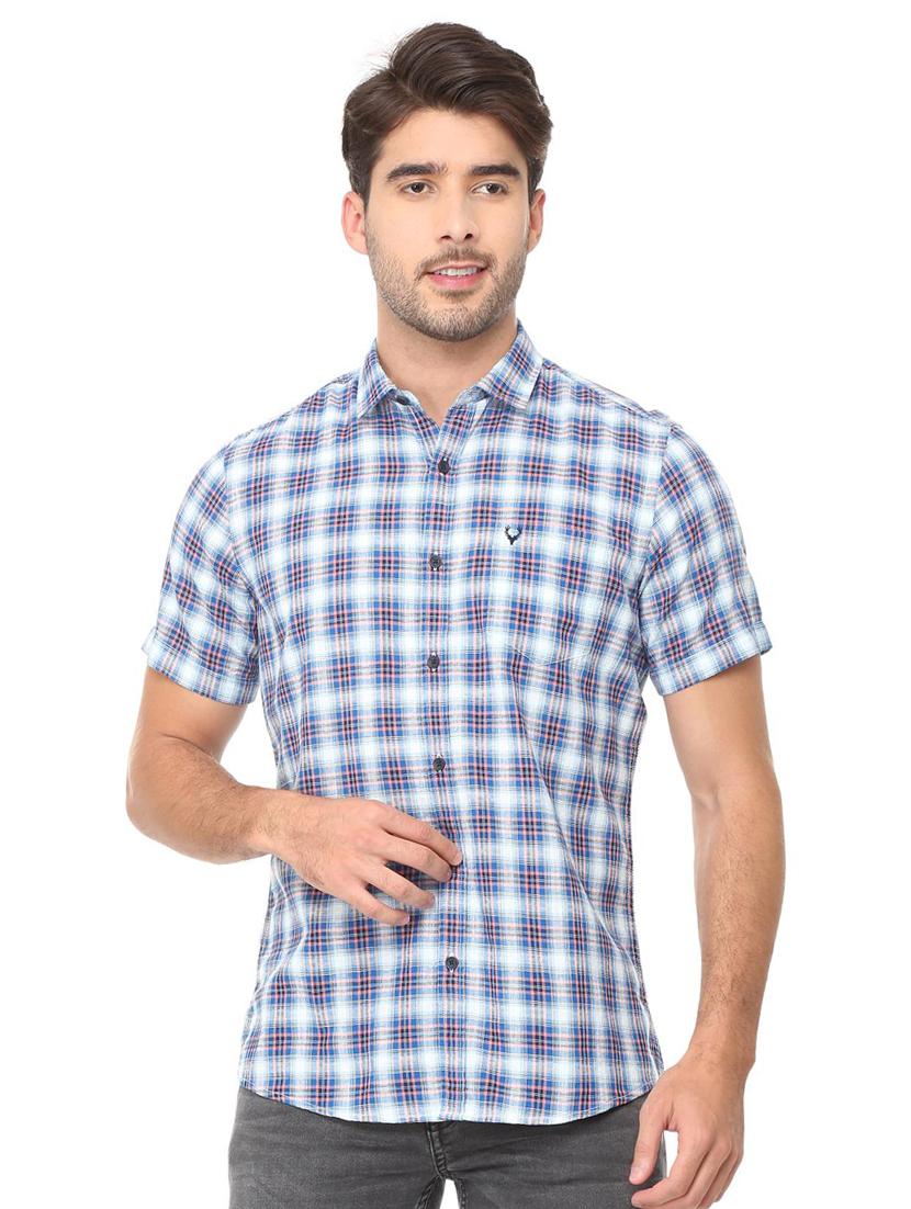 blue checkered casual shirt - 16107420 - Zoom Image - 1