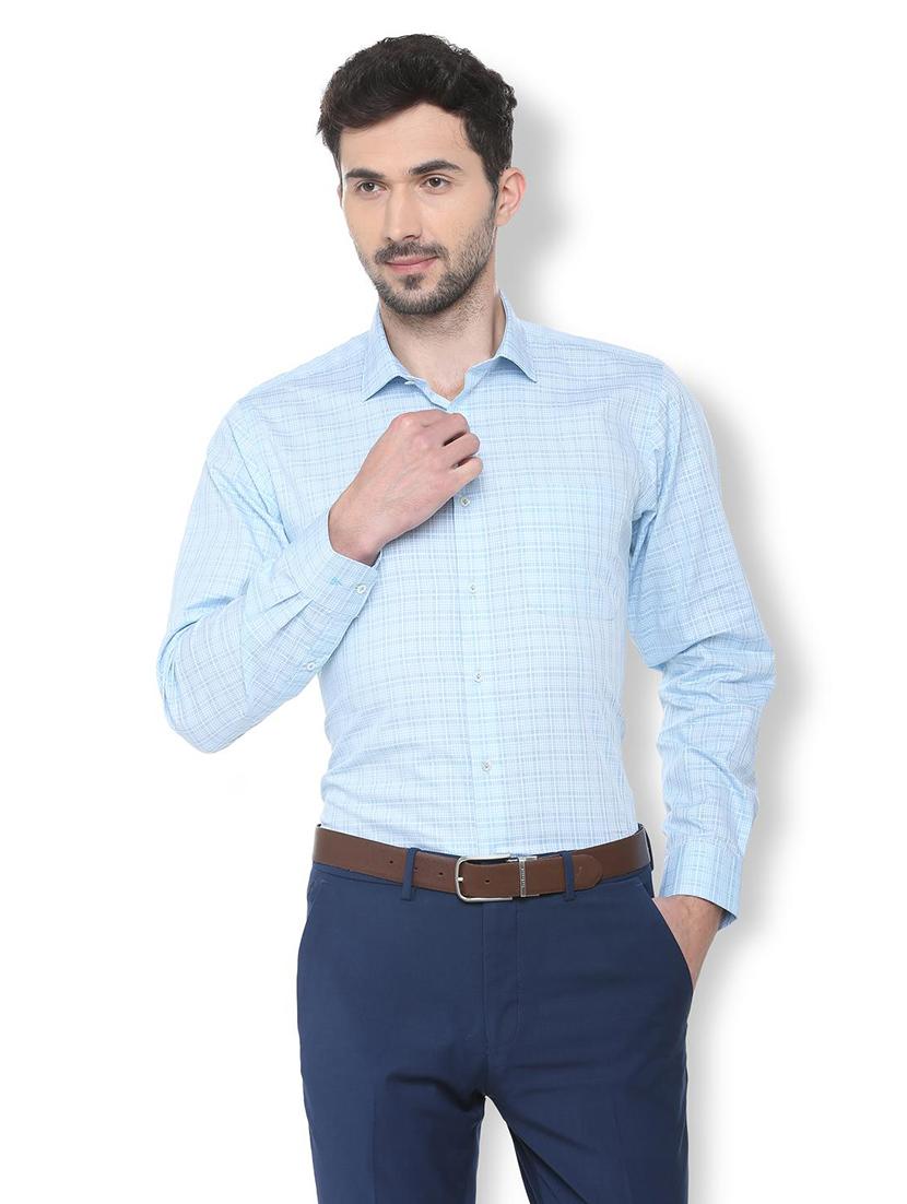 blue checkered formal shirt - 16107441 - Zoom Image - 1