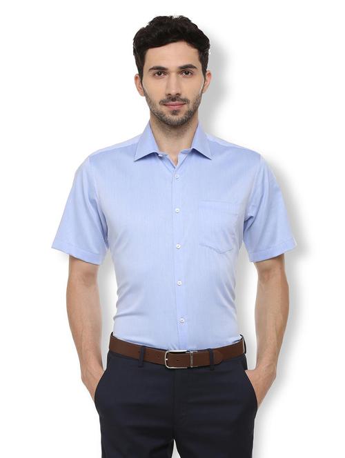 blue solid formal shirt - 16107462 - Standard Image - 1