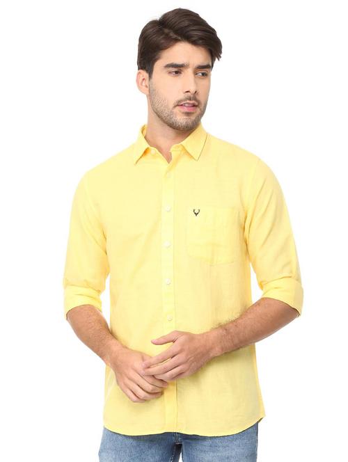 yellow solid casual shirt - 16107471 - Standard Image - 1