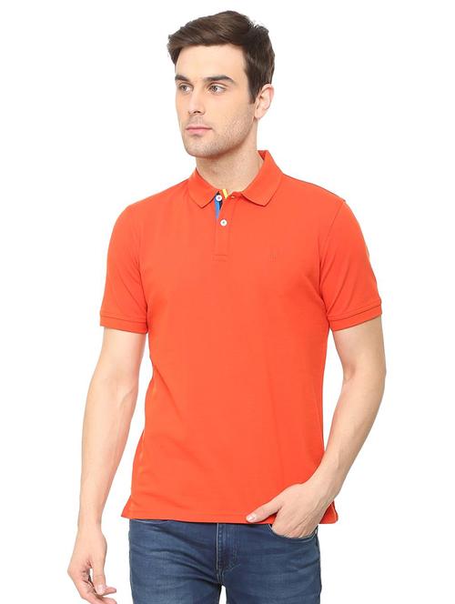 orange solid polo t-shirt - 16107574 - Standard Image - 1