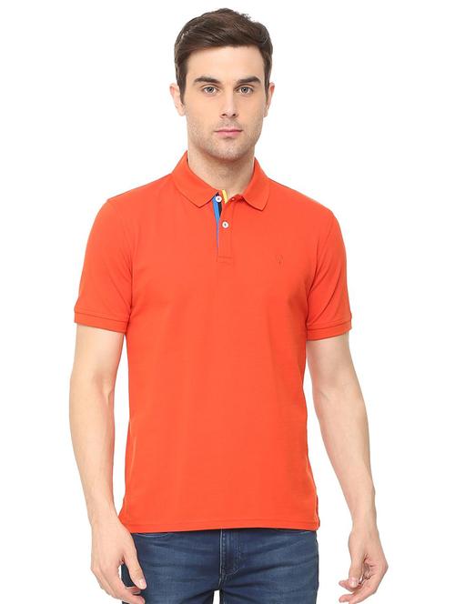 orange solid polo t-shirt - 16107579 - Standard Image - 1