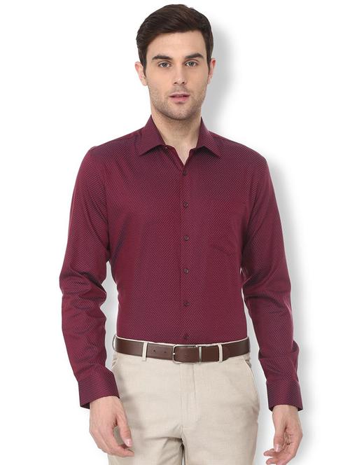 maroon printed formal shirt - 16107689 - Standard Image - 1