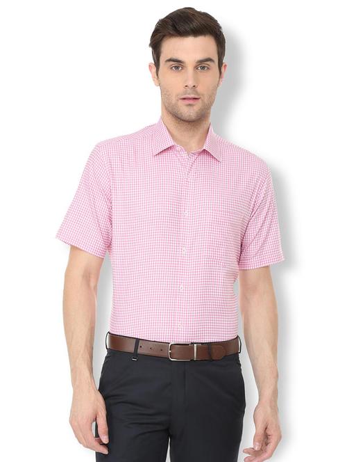 pink checkered formal shirt - 16107741 - Standard Image - 1