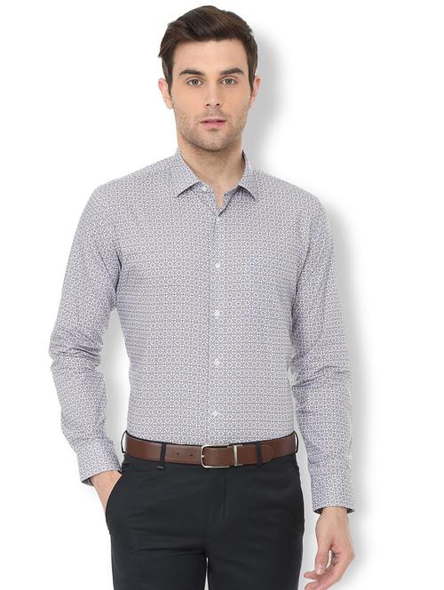 grey printed formal shirt - 16107750 - Standard Image - 1