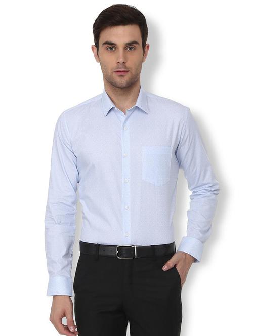 light blue printed formal shirt - 16107760 - Standard Image - 1