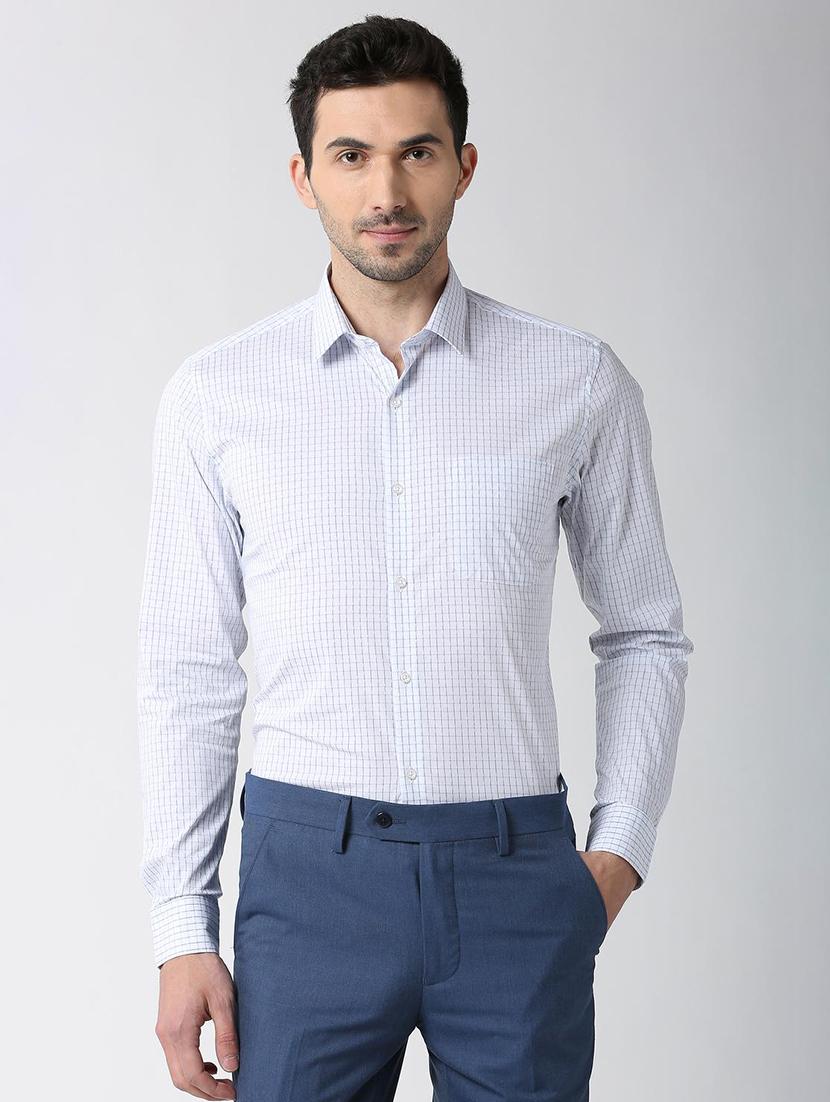 white checkered formal shirt - 16107782 - Zoom Image - 1