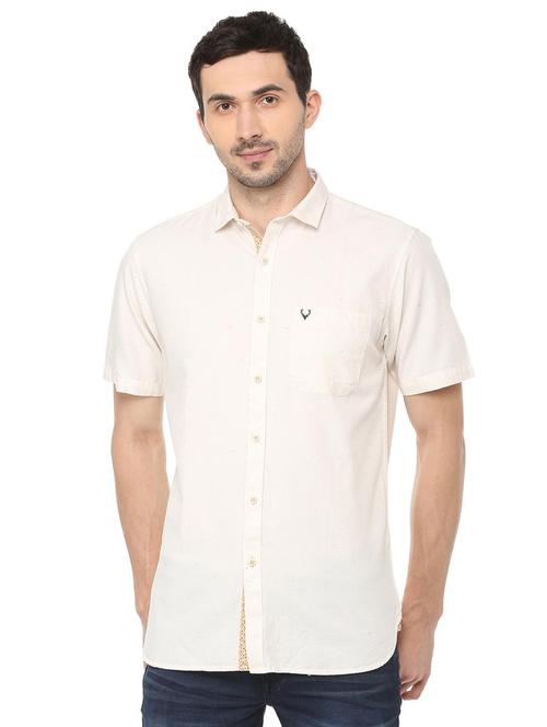 beige solid casual shirt - 16107818 - Standard Image - 1