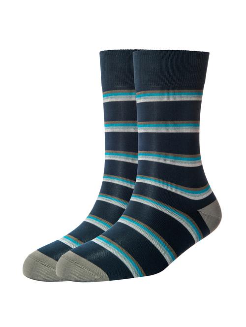 men navy blue striped above ankle length socks - 16108413 -  Standard Image - 0