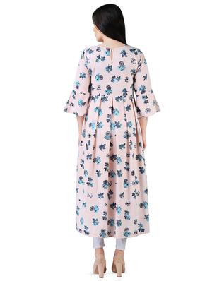 floral flared pastel kurta - 16108656 - Standard Image - 2