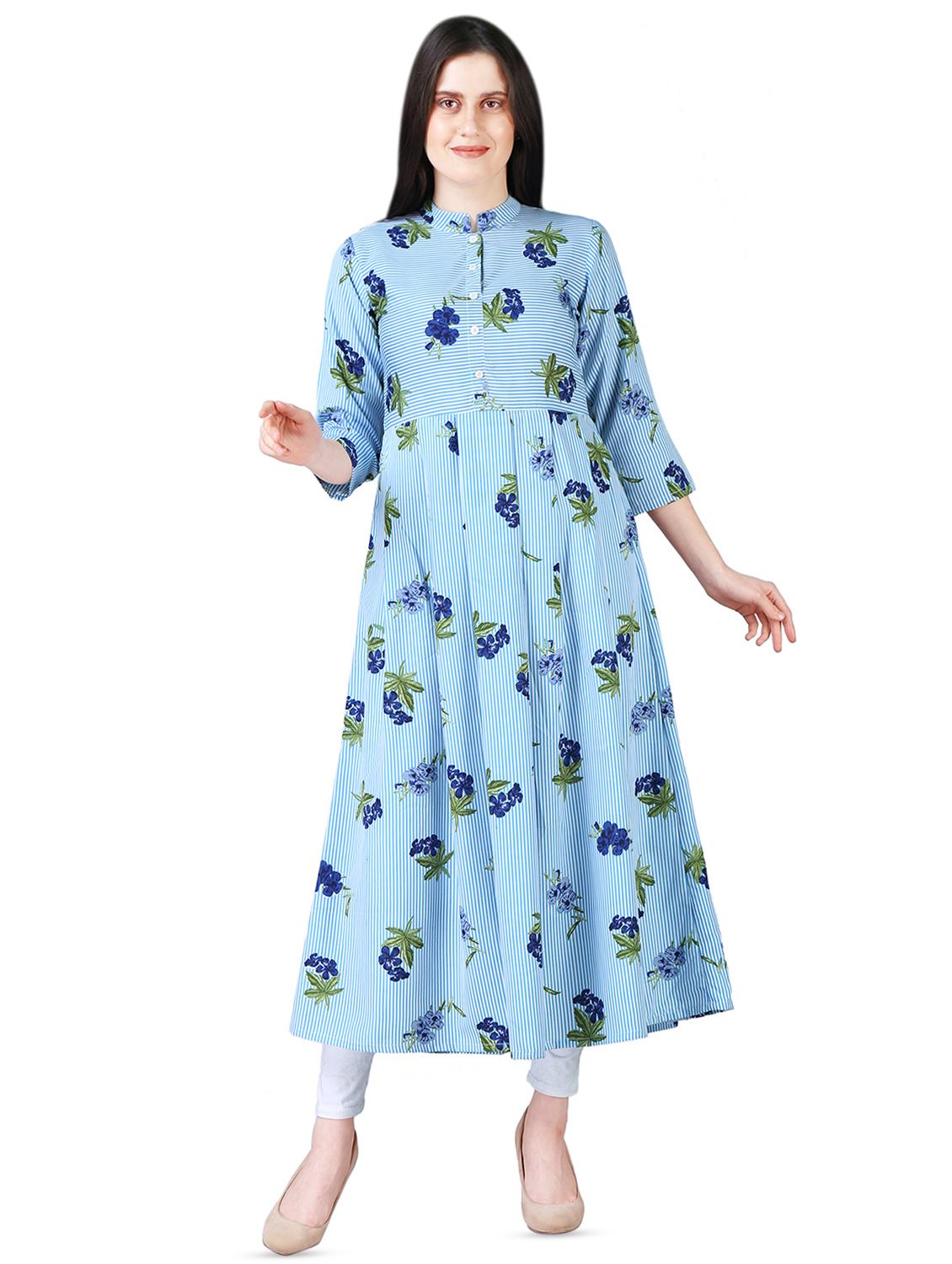 digital floral flared kurta - 16108660 - Zoom Image - 1
