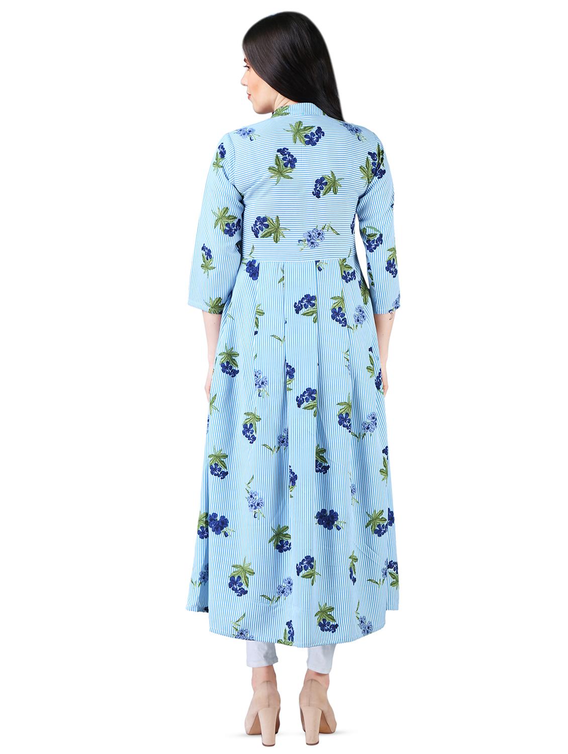 digital floral flared kurta - 16108660 - Zoom Image - 2