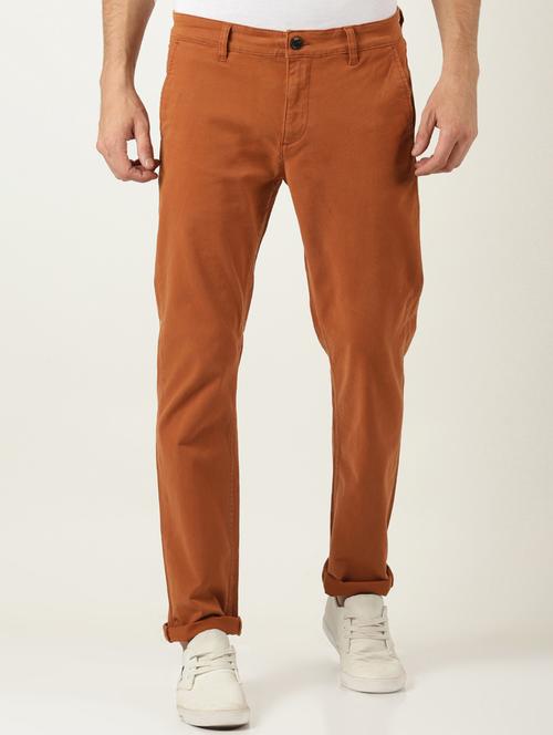 brown solid chinos - 16108814 - Standard Image - 1