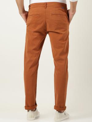brown solid chinos - 16108814 - Standard Image - 3