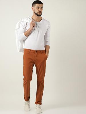 brown solid chinos - 16108814 - Standard Image - 4