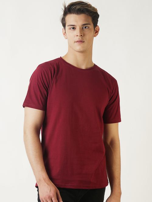 maroon solid tshirt - 16108895 - Standard Image - 1