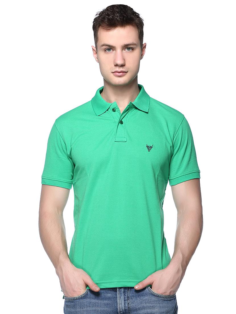 green solid polo t-shirt - 16109035 - Zoom Image - 1