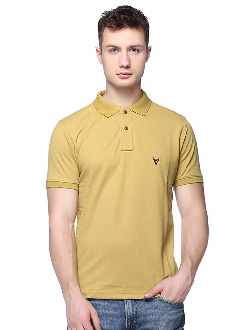 yellow solid polo t-shirt - 16109037 - Standard Image - 1