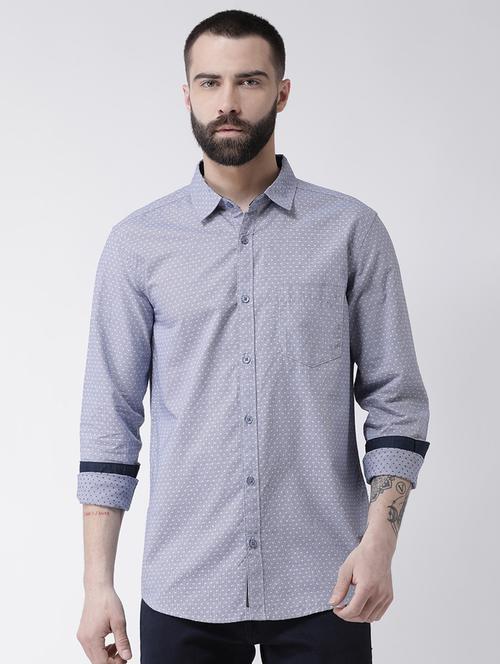 blue printed casual shirt - 16109483 - Standard Image - 1