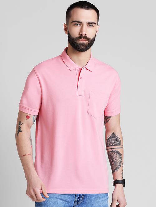 pink solid polo t-shirt - 16109673 - Standard Image - 1