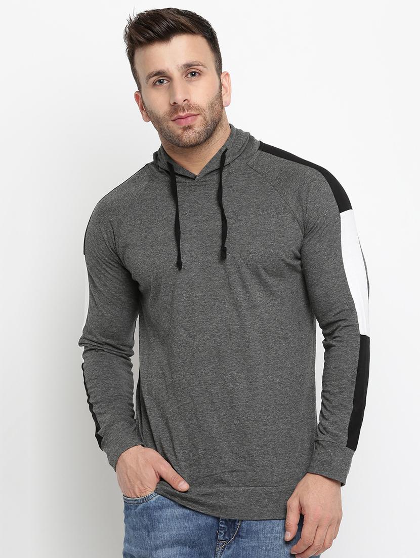 grey hooded raglan tshirt - 16109798 - Zoom Image - 1
