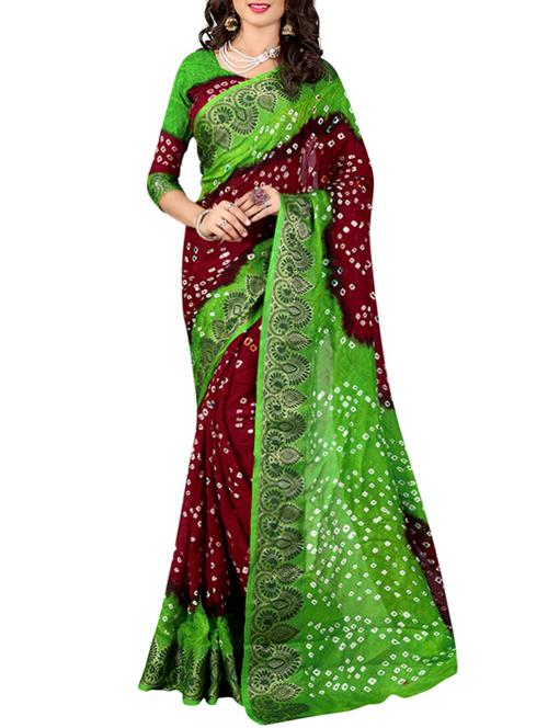 Bandhani tie & dye saree with blouse - 16110114 - Standard Image - 1