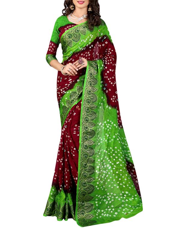 Bandhani tie & dye saree with blouse - 16110114 - Zoom Image - 1