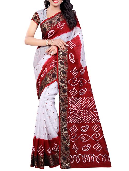 Bandhani tie & dye saree with blouse - 16110140 - Very Small Image - 1