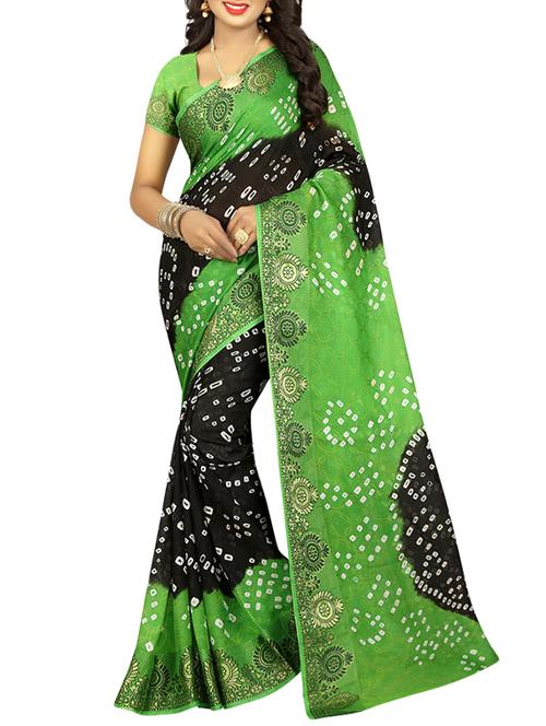 Tie & dye printed saree with blouse - 16110158 - Standard Image - 1