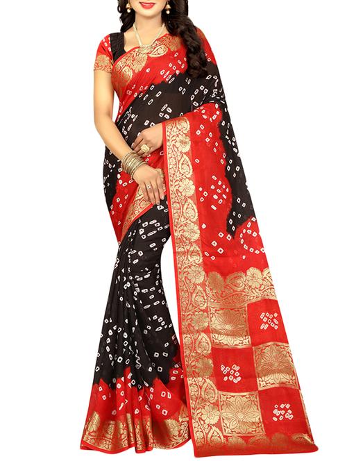 Bandhani tie & dye saree with blouse - 16110189 - Standard Image - 1