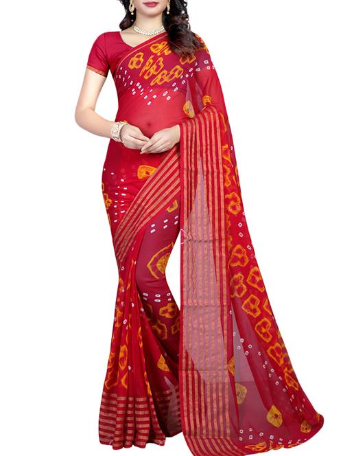 Bandhani tie & dye saree with blouse - 16110201 - Standard Image - 1