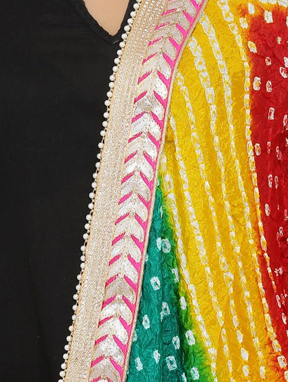 multi colored art silk bandhani dupatta - 16110545 - Zoom Image - 2