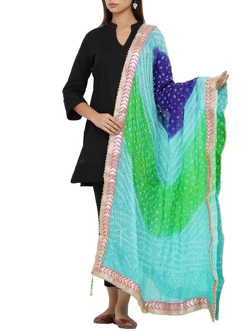 multi colored art silk bandhani dupatta - 16110548 - Standard Image - 1