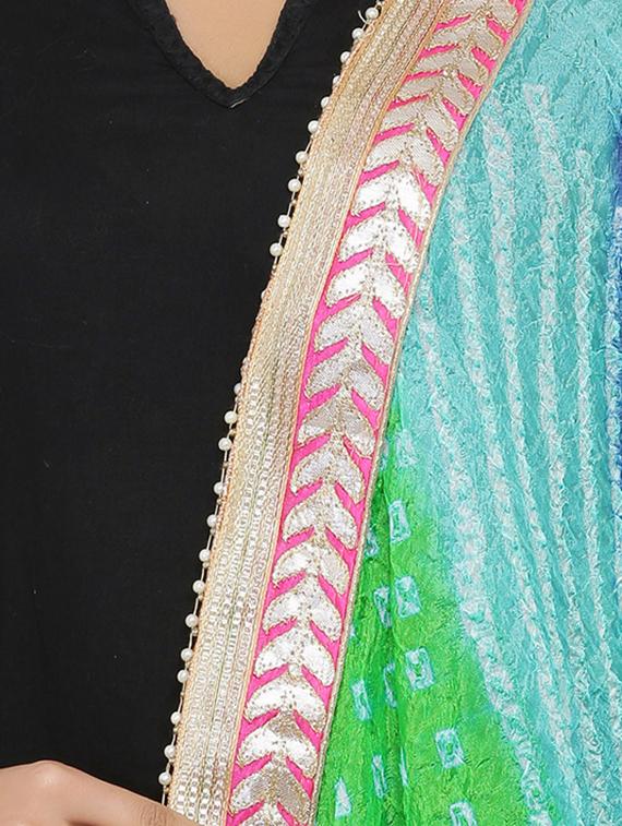 multi colored art silk bandhani dupatta - 16110548 - Zoom Image - 2