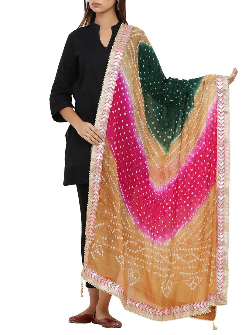 multi colored art silk bandhani dupatta - 16110554 - Zoom Image - 1