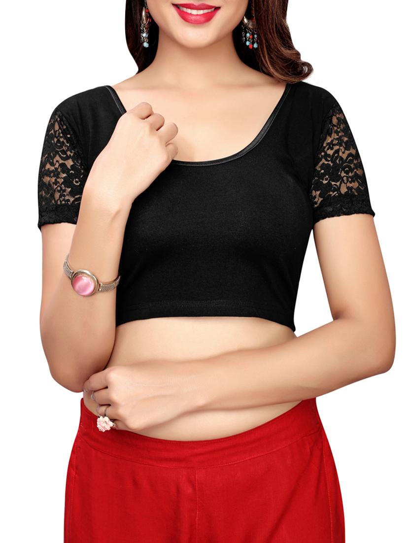 black cotton lycra solid blouse - 16110582 - Zoom Image - 1