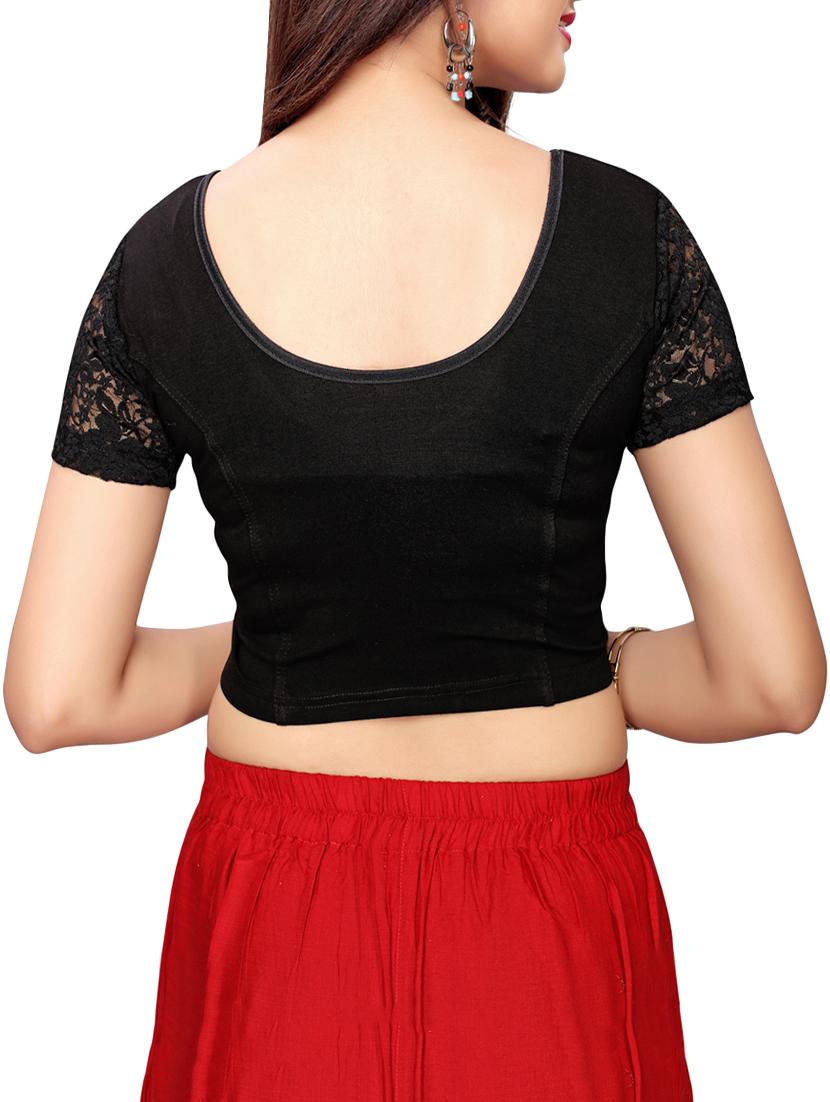 black cotton lycra solid blouse - 16110582 - Zoom Image - 3
