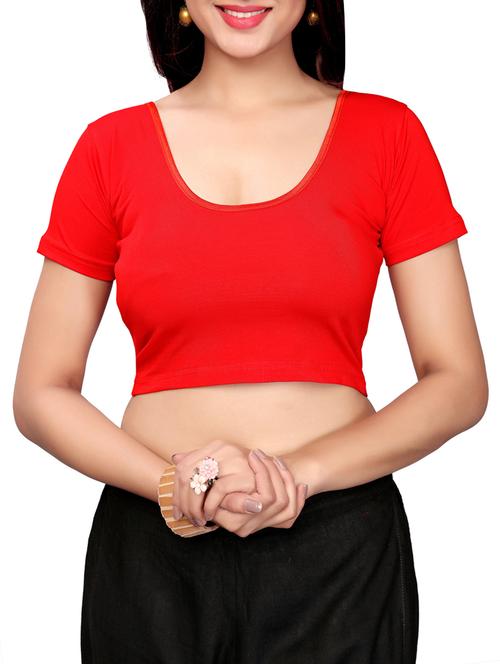 red cotton solid blouse - 16110583 - Standard Image - 1