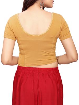 beige cotton lycra solid blouse - 16110584 - Standard Image - 3