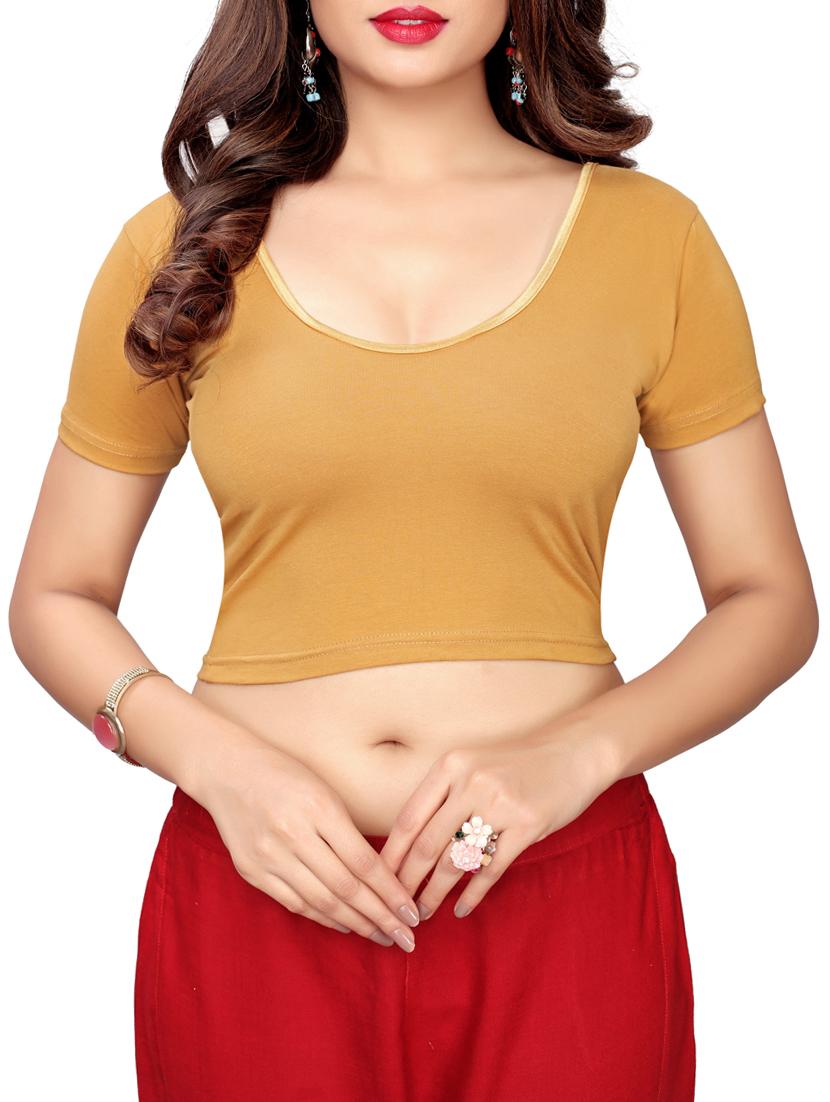 beige cotton solid blouse - 16110584 - Zoom Image - 1