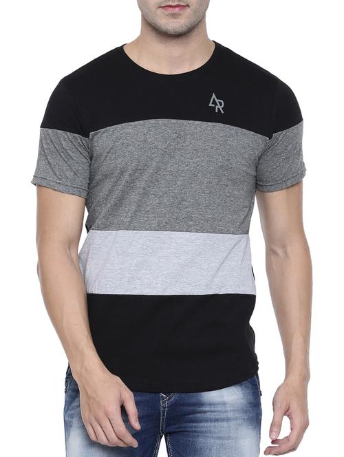 black color block cut & sew t-shirt - 16110598 - Standard Image - 1