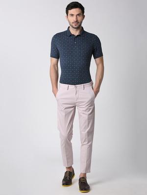 beige solid flat front casual trouser - 16112221 - Standard Image - 4