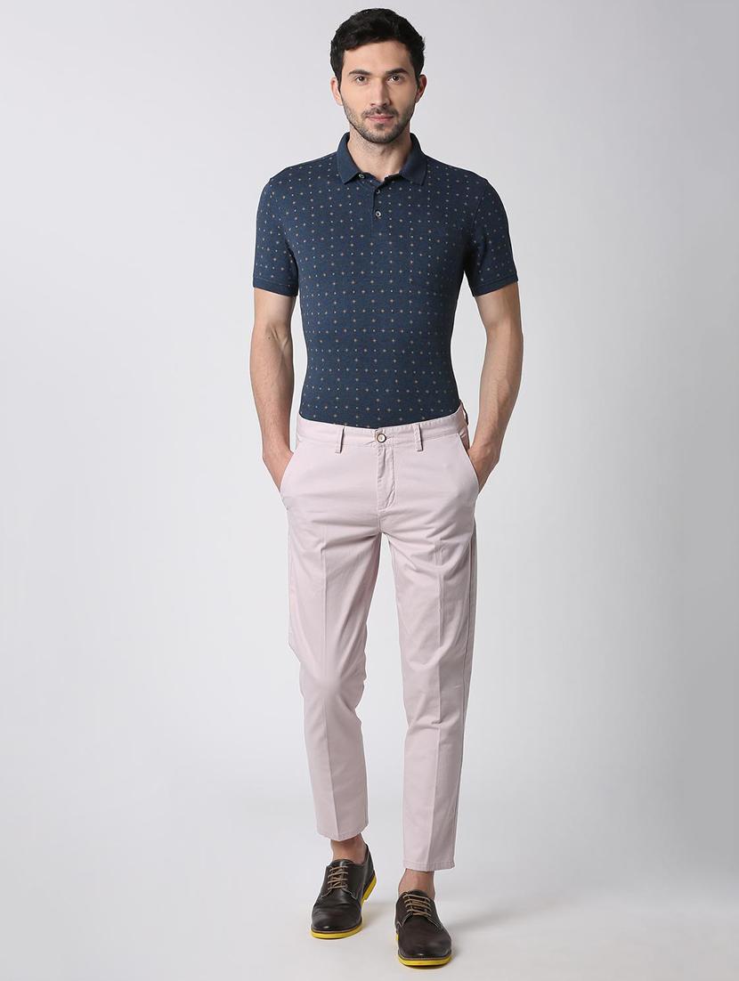 beige solid flat front casual trouser - 16112221 - Zoom Image - 4