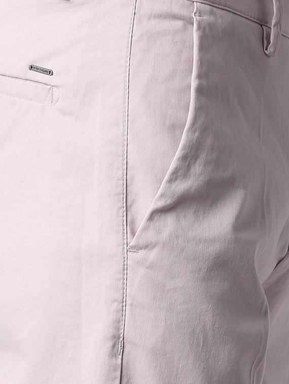 beige solid flat front casual trouser - 16112221 - Zoom Image - 5